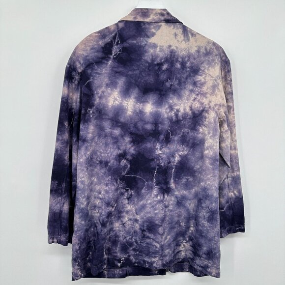 Amadi Anthropologie Blazer Jacket Medium‎ Purple Tie Dye Double Breasted Pockets - Picture 11 of 15